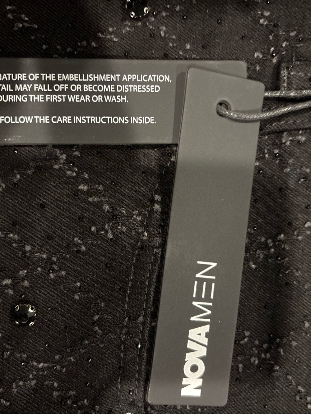 Fashion Nova Men Black Slim Jeans with Subtle Embellishment